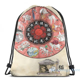 Okami Zodiac Wheel USB Charge Backpack School Travel Laptop Bag