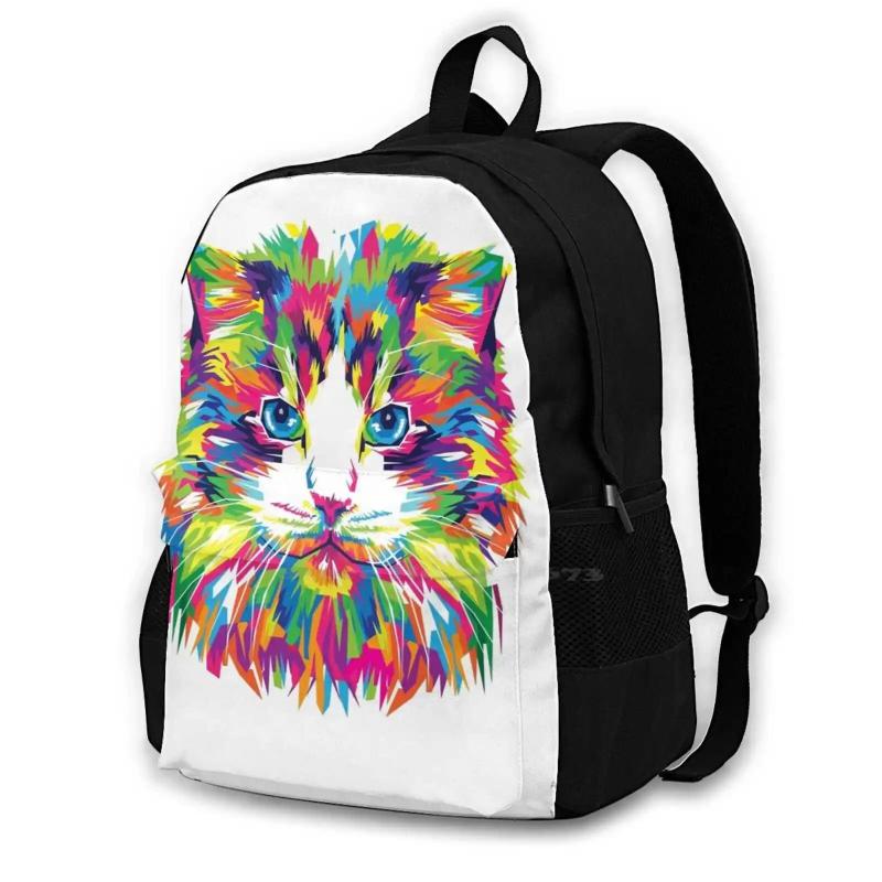 Colorful Cat Backpack For School Laptop Travel Bag