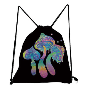 Colorful Mushroom Drawstring Backpack for Students