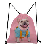 Dog Printed Backpack for Students School Book Bag Drawstring Pocket