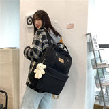 Double Zip Women Backpack Student Shoulder Bag