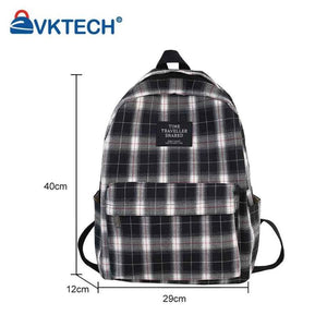 Plaid Backpack Large Capacity for Students Adjustable Strap
