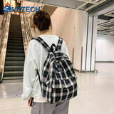 Plaid Backpack Large Capacity for Students Adjustable Strap