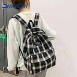 Plaid Backpack Large Capacity for Students Adjustable Strap