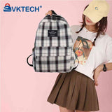Plaid Backpack Large Capacity for Students Adjustable Strap