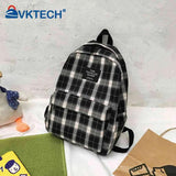 Plaid Backpack Large Capacity for Students Adjustable Strap