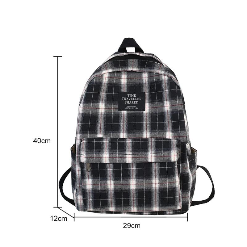 Plaid Backpack Large Capacity for Students Adjustable Strap