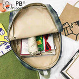 Vintage Plaid Canvas Backpack for Students Girls