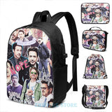 RDJ fangirl USB Backpack for School Travel Laptop Bag