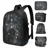 Funny Graphic print Jack USB Charge Backpack men School bags