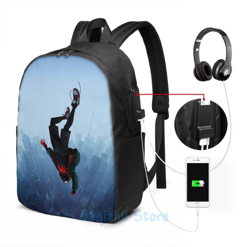 Funny Graphic Miles Morales USB Charge Backpack