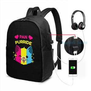 Pan Purride USB Charge Backpack for Pansexuals