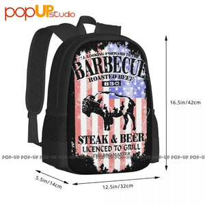 American Bbq Steak & Beer Licenced To Grill Backpack