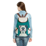 Funny Bull Terrier Dog Print Women Backpack Casual Linen School Traveling Pack