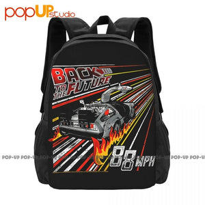 Back To The Future 88Mph Streaking Flames Time Travel Marty Backpack