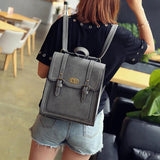 PU Casual Double Backpack for Women