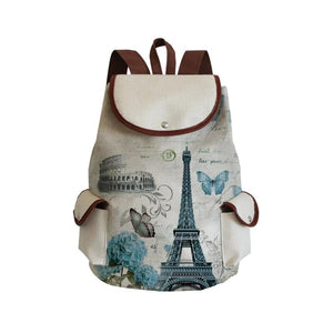 Eiffel Tower Print Women's Backpack Beach Travel School Bag