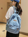 Harajuku Denim Backpack Large Capacity Schoolbag