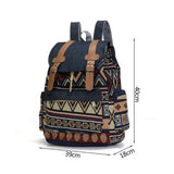 Boho Canvas Backpack Vintage Outdoor Travel Bag Ethnic Girls Schoolbag