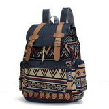 Boho Canvas Backpack Vintage Outdoor Travel Bag Ethnic Girls Schoolbag
