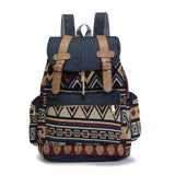 Boho Canvas Backpack Vintage Outdoor Travel Bag Ethnic Girls Schoolbag