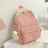 Nylon School Backpack for Women Solid Color Waterproof Daily Bag