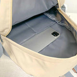 Nylon School Backpack for Women Solid Color Waterproof Daily Bag