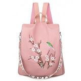 3-in-1 Anti Theft Women Backpack Oxford Shoulder Bag Embroidery Flower