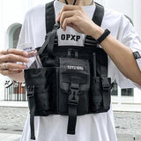 HipHop Vest Streetwear Bag For Men Multi-pocket Tactical Chest Outdoor Bullet
