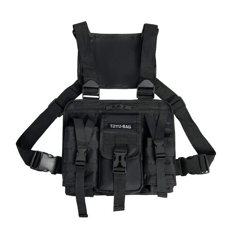 HipHop Vest Streetwear Bag For Men Multi-pocket Tactical Chest Outdoor Bullet