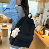 Women Double Backpack Shoulders Daypack Student Style Casual All-match Schoolbag