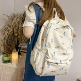 Floral Printing Backpack Waterproof Nylon Rucksack School Bags For Girls