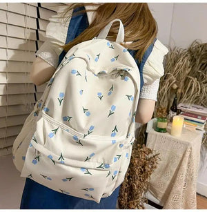 Floral Printing Backpack Waterproof Nylon Rucksack School Bags For Girls