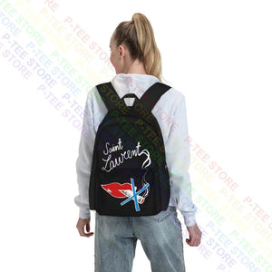 Saint 12 Laurent Lips Backpack Beach Gym Tote School Sport Bag