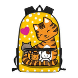Cat Print Gothic Moon Teenager School Backpack Girls Women Travel Daypack