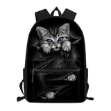 Cat Print Gothic Moon Teenager School Backpack Girls Women Travel Daypack