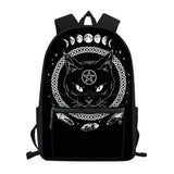 Cat Print Gothic Moon Teenager School Backpack Girls Women Travel Daypack