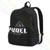 Poodle Dog Motif Large Capacity Backpack School Schoolbag Gymnast Bag