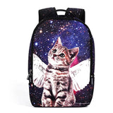 Angel Cat Printing Backpack Women School Bags for Teenage Girls