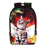 Angel Cat Printing Backpack Women School Bags for Teenage Girls