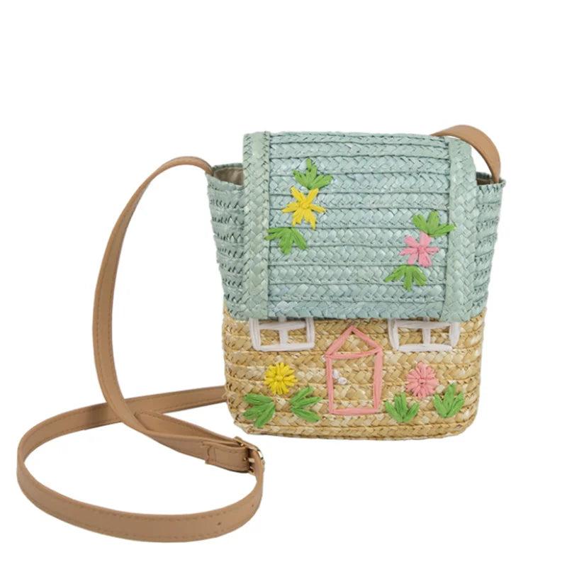 Children's Straw Woven Bag Small House Woven Bag