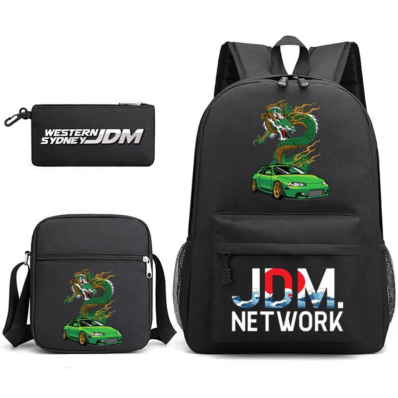 JDM Anime Backpack Men's Laptop Bag w/ Pencil Bag