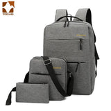 Men's Backpack Set 3 Pcs Male Shoulder Bag Teen Student Book Bag