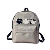 5PCS Harajuku Style Women Canvas Backpacks Cartoon Cat Travel Bag