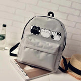 5PCS Harajuku Style Women Canvas Backpacks Cartoon Cat Travel Bag