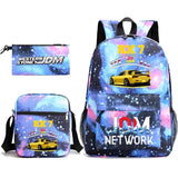 JDM Anime Backpack Print Men's Laptop Bag with Pencil Bag