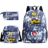 JDM Anime Backpack Print Men's Laptop Bag with Pencil Bag
