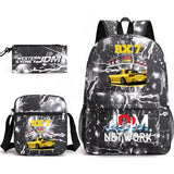 JDM Anime Backpack Print Men's Laptop Bag with Pencil Bag