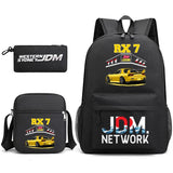 JDM Anime Backpack Print Men's Laptop Bag with Pencil Bag