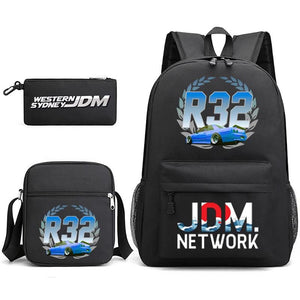 JDM Anime Backpack Print Men's Laptop Bag with Pencil Bag